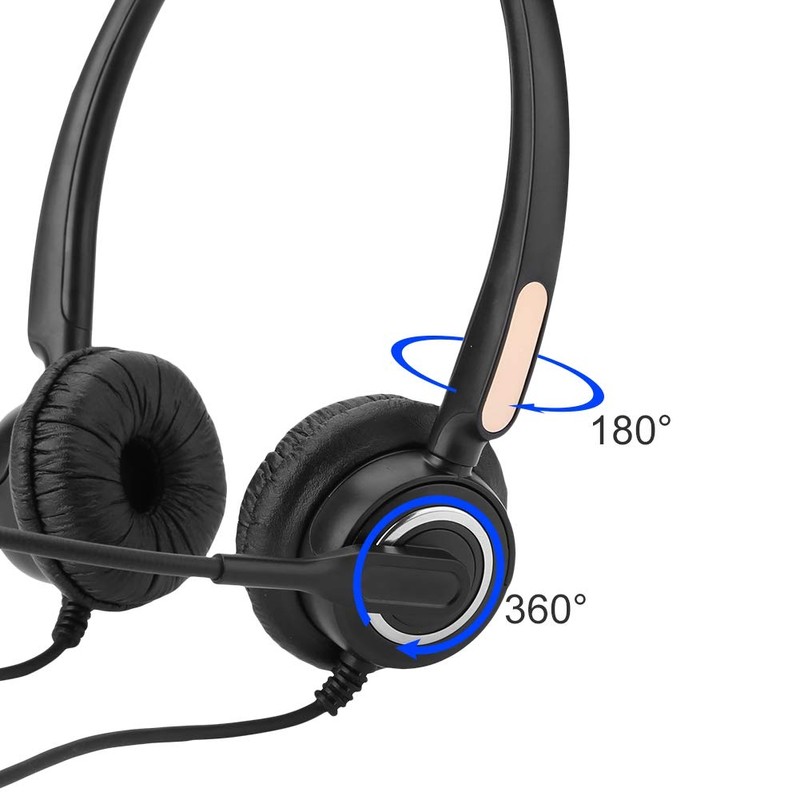 Call Center Headset, Head-Mounted Telephone Headphone RJ9 with Noise Cancelling