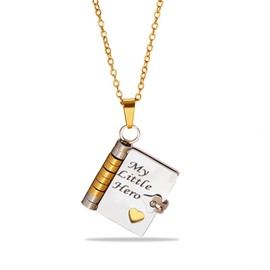 Book Necklace, Brave Son Books Necklaces, Daughter Necklace from Mum, Openable Inspirational Pendant, Motivational Gift for Boys Kids Teens, Cool Adventure Jewelry