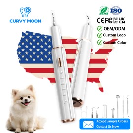 CURVY MOON Teeth Whitening Dental Plaque Remover Tool Kit Pet Electric Ultrasonic Dental Scaler Smart Calculus Plaque Removercolor: white