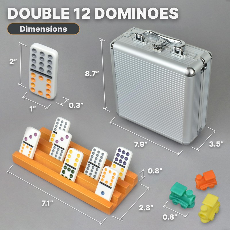 Mexican Train Dominoes Set with 4 Holders - Dominoes Double
