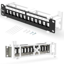 Enmane 12 Port Blank Keystone Patch Panel Wall Mount 10inch with 89D Bracket Ethernet Patch Panel