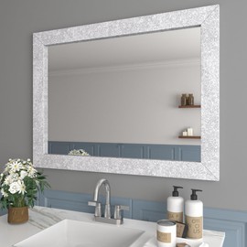 Wallink Glitter Wallpaper Border Peel and Stick Silver Glitter Wallpaper Border 3"×236" Glitter Shiny Bathroom Mirror Frame Border Silver Glitter Border Trim Self Adhesive Sparkle Wallpaper Border