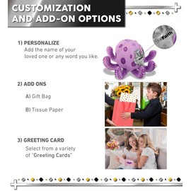 DolliBu Purple Octopus Stuffed Animal with Silver Cross and Personalization - Religious Octopus Plush Baptism Gifts, Dedication Christening Gifts Plush Prayer Toy Healing Teddy Bear - 7.5 Inches