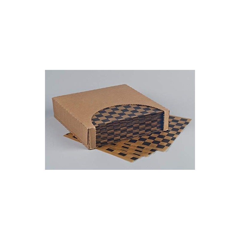12x12 Waxed Natural Kraft Sheet, Black Checkered, Basket Liner or