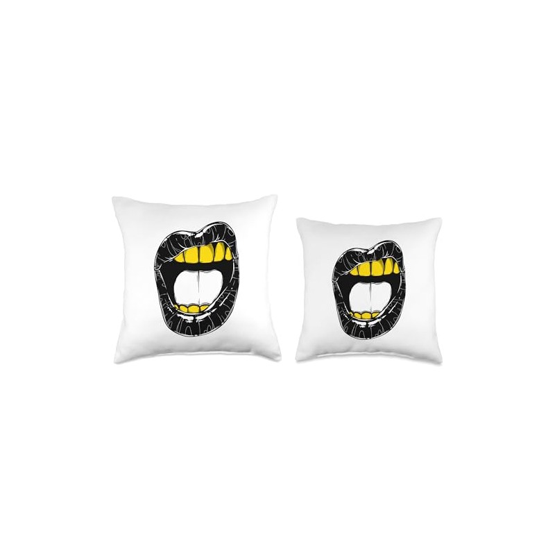 Gold Teeth Grill Throw Pillow