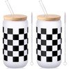 Honeydak 2 Sets Black Checkered Glass Cups Race Car Tumbler