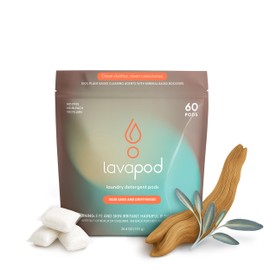 Natural Laundry Detergent Pods - Blue Sage & Driftwood | Plant-Based, Biodegradable | Made in USA | 60 Count