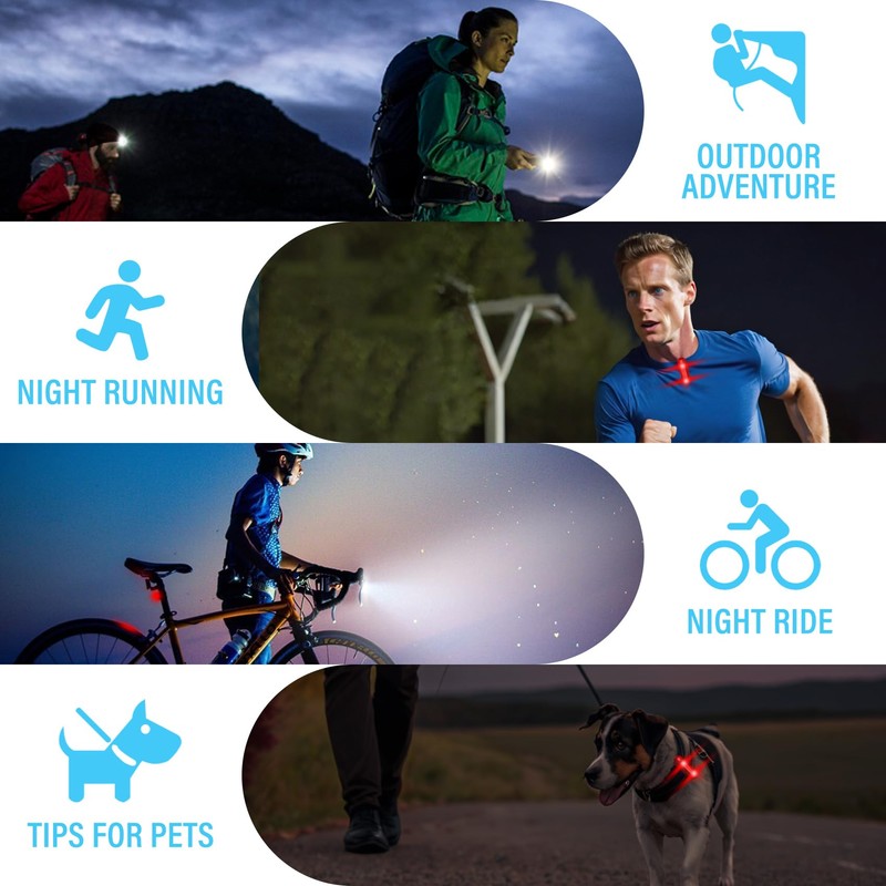 Yaklim Clip On Flashlight, Rechargeable Running Lights for Runners Portable