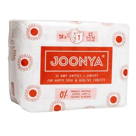 Joonya Baby Diapers, Size 1 XS (4-9 lb) - 1 Bag of 32 - **New Range** - NonToxic, Eco-Friendly, Ultra Slim, Overnight Use - Made in Denmark