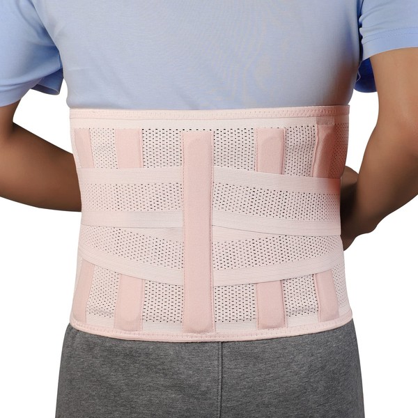 Chlffua Back Brace with 5 Support Struts and Adjustable Pull Straps and Breathable Nylon Fabric, Ideal for Work Protection, Relieves Back Muscles and Posture Correction (Waist: 35 - 38 Inches