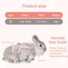 Adjustable Rabbit Lead, Pack of 2 Adjustable Lead for Rabbits, Breathable Vest Harness, Soft Rabbit Harness for Small Animals, Rabbits, Hamsters, Cats (Pink, Grey)