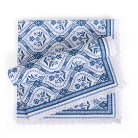 Fingercraft Dinner Cloth Napkin Cotton Linen Blend 12 Pack Mitered Corners with Elegant Lace for Everyday Use Napkins are Pre Shrunk and Good Absorbency (Damask, 20in x 20in (Set of 12))