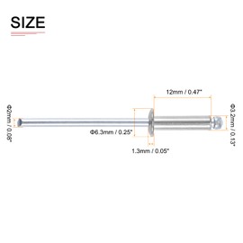 DTGN 3.2mm x 12mm (DXL) Blind Rivets - 100Pack - Good for Machinery Joining - 304 Stainless Steel Dome Open End Rivet