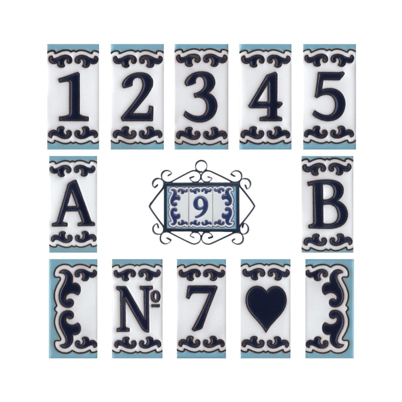7.5cm x 3.7cm Medelo-02 Spanish Hand-Painted Ceramic House Numbers Letters