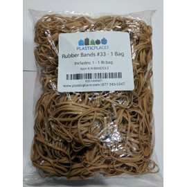 Plasticplace Rubber Bands, Size #33, Approx. 875 (3.5" X 1/8"), 1 Lb, 16 Oz, Brown