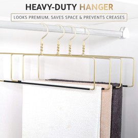 Quality Blanket Linen Hangers Wide Heavy Duty Hanger for Blankets, Table Cloths, Nonslip Vinyl Coated Comforter Storage Hanger for Quilts, Sleeping Bags - for Closet Storage Solutions (Gold, 1)