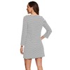 FANCYINN Striped Long Sleeve Trendy Casual Tunic Mini Dress Striped