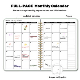 Undated Monthly Budget Planner - 12 Month Budget Book With Expense & Bill Tracker, Money Budgeting Notebook To Effectively Manage Your Finances - Green