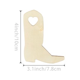 Cowboy Boot Shape Blank Unfinished with Twines Wood for St. Patrick's Day Western Cowboy Cowgirl Party Decorations Christmas Wedding Birthday Party Thanksgiving Day Home Ornament 20Pcs.