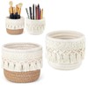 URCHUZE Boho Macrame Pen Holder Set, 2 Pieces, Desk Organiser