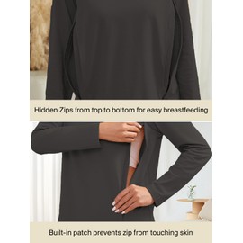 Ecavus Women's 3 Packs Nursing Tops Long Sleeve Hidden Zipper Breastfeeding Shirts V Neck Maternity Clothes