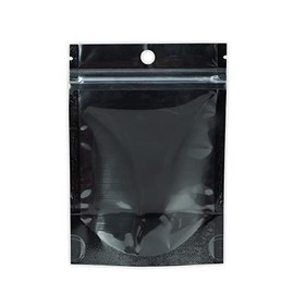 QQ Studio 100 Bags Resealable Aluimum Zipper Seal Food Storage Bags with Clear Window Stand Up Bottom Gusset Pouch for Snack Peanuts (5.5 Inch x 7.9 Inch, Black & Clear)