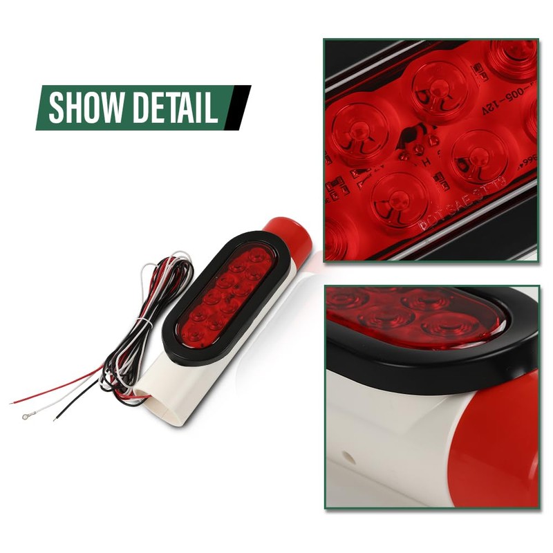 LQI LED Boat Trailer Guide-On Post Pipe Guide Lights Fit