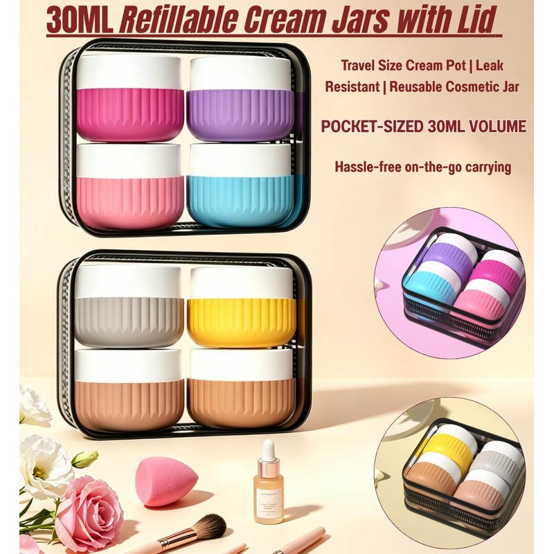 TSA Travel Cosmetic Containers Cream Jars(Pinkblue)