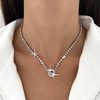 Sttiafay Rhinestone Tennis Choker Necklace Silver Crystal Toggle Clasp Necklace