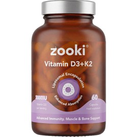 Zooki Liposomal Vitamin D3 + K2 3000IU, 60 Capsules, 30 Servings
