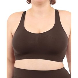 LEELA LAB Women's Bralette Non-Wired Bra Provides Support Without Tension, with Seamless Technology - Made in Italy, coffee