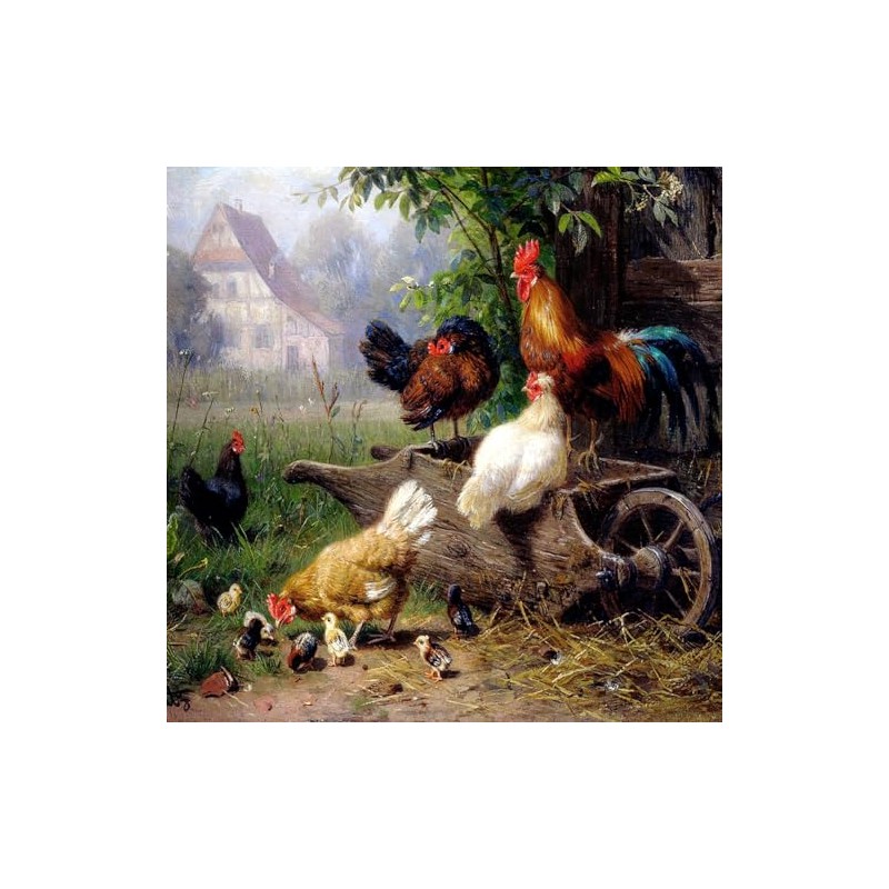 Tile Mural Farm Rooster Chickens by Carl Jutz Kitchen Bathroom
