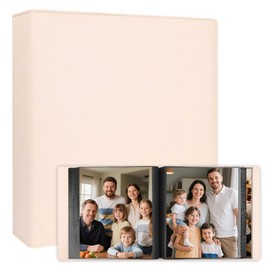 8x10 Photo Album 168 Pockets Holds 168 Photos, Large Capacity Leather Cover Family Wedding Baby Photo Book for 8 x 10 Pictures, Photo Album 8x10 with Black Inner Pages (Beige)