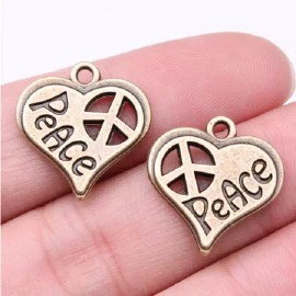 Fashion Jewelry small PEACE SIGN HEART LOVE  pendant charm German Silver 22" Necklace Women Gift