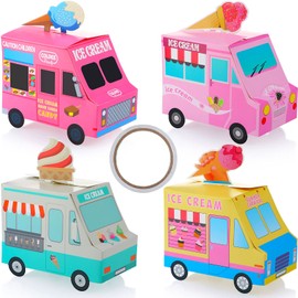 20 Pieces Ice Cream Truck Shape Party Favor Boxes Ice Cream Treat Box Party Favors Party Snack Box Container Party Decoration Boxes Birthday Party Summer Party Goodie Gable Boxes