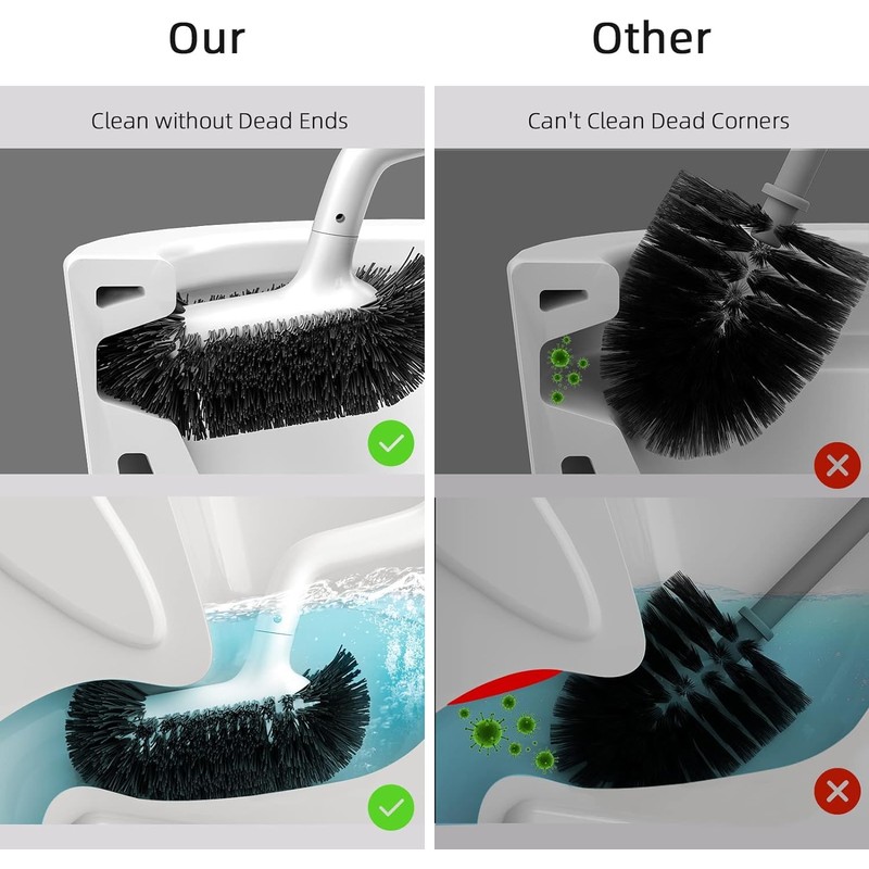 HAMITOR Toilet Bowl Brush Holder Set: 2 Pack Bathroom Deep