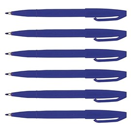 Pentel Sign Pen S 520 2mm Acrylic Fibre Tip Pens - Blue (Pack of 6)
