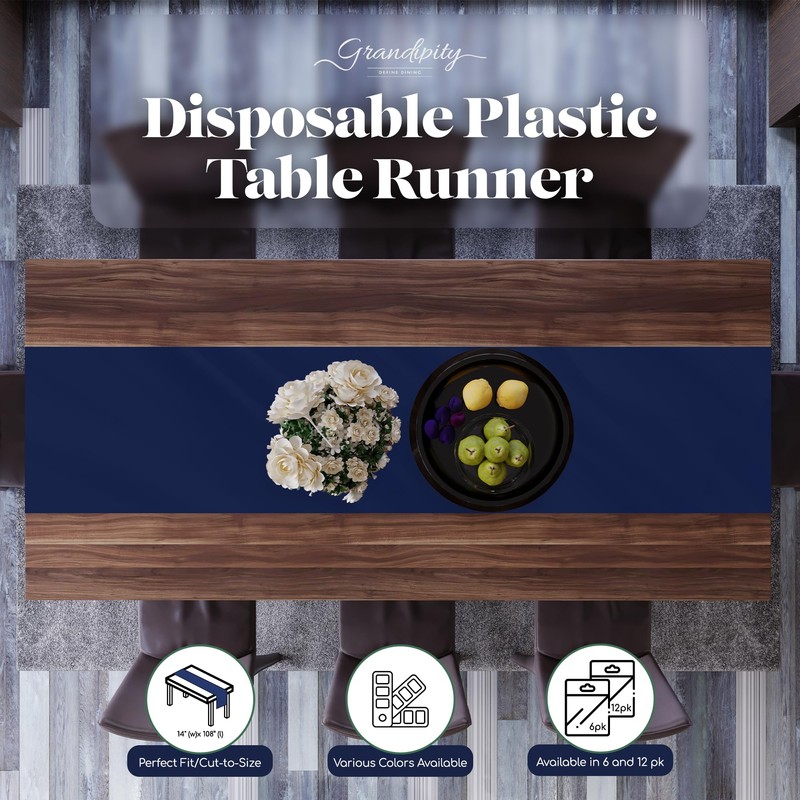 Navy Blue 12 Pack Premium Disposable Plastic Table Runner 14