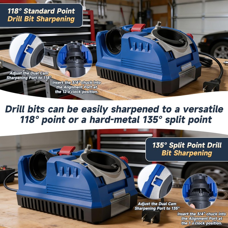 Eleccriptic Power Drill Bit Sharpener for All Bits 3/32-3/4 In,