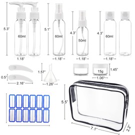 Travel Size Bottles for Toiletries 13 Pack 2oz TSA Approved Toiletry Bottles Leak Proof Travel Kit for Women Men TSA Clear Toiletry Bag Shampoo Lotion Skincare Cosmetic Container (Transparent)