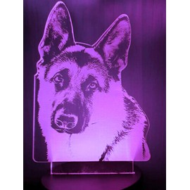 SUPERIORVZND 3D German Shepherd Dog Wolf Night Light Touch Table Desk Optical Illusion Lamps 7 Color Changing Lights Home Decoration Xmas Birthday Gift