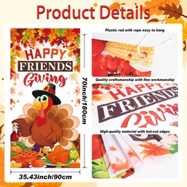 OTTPOOM Friendsgiving Party Decorations Friendsgiving Door Cover Friends Thanksgiving Door Banner Happy Friendsgiving Door Decorations,71x35inch