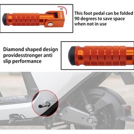 JXPANG Universal Motorcycle Bicycle Folding Passenger Foot Pegs M8 Rearsets Rear Set Footrests Footpeg Foot Rest Peg Pedals For Bike Install Hole 8mm (Orange)
