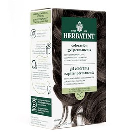 HERBATINT, Coloración Permanente para Cabello en Gel - color CASTAÑO CLARO CENIZO 5C - 170 ml - Sin Amoníaco - 100% Cobertura de Canas - para Pieles Sensibles - con 8 Extractos Naturales BIO