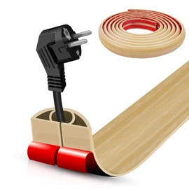 Floor Cord Cover Self Adhesive Cord Hider,10FT Cable Management, Extension Strip Protector for Wires, Prevent Cable Trips for Offices, Gyms, Exhibitions Cavity:0.39"(W) x0.27(H) WoodLightyellow
