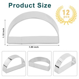 Semicircular Napkin Buckles, Napkin Rings, Silver, Pack of 12, Modern Metal Napkin Buckles, Napkin Rings, Table Decoration for Wedding/Party/Banquet/Anniversary Banquet (Silver)