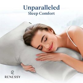 RENESSY Organic Silk Pillowcase 50 x 70 cm - 100% Organic Mulberry Silk, 22 Momme, Naturally Hypoallergenic, Promotes Hair and Skin Health, 1 Piece (Light Grey)
