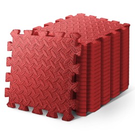 KAYMAN Gym Foam Mats (30x30 cm - 8 Pack), Nonslip Interlocking Floor Mats, EVA Foam Exercise Gym Mats for Home Workouts, Studio, Weights, Exercise & Yoga, Protective Foam Floor Tiles for Garage,Red