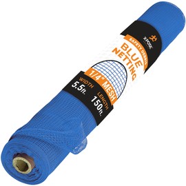 Construction Safety Debris Netting - 150 Ft Temporary Material Roll, 1/4" Mesh Scaffold Net Enclosure, Barricade, Visibility Barrier, Fencing Roll, Heavy Duty Fire Retardant 5.5 ft x 150 ft, Blue