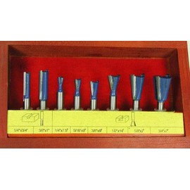 DOVETAIL JOINERY 8pc ROUTER BIT SET - WL-1709 1/4" Shank Woodline USA
